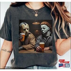 Jason And Michael Halloween Drink Beer Tshirt Myers Tshirt
